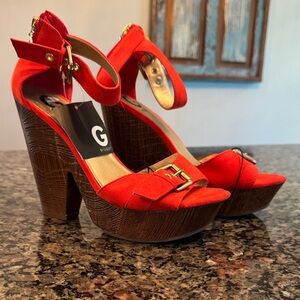 G by Guess Red Platform Heels NWT 10